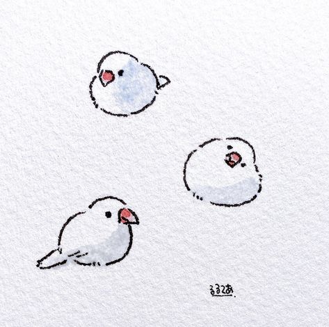 Kawaii Bird Drawing, Tiny Bird Drawing, Aesthetic Bird Drawing, Bird Cute Drawing, Cute Birds Drawing, Small Bird Drawing, Bird Drawing Simple, Cute Bird Drawing, Bird Doodles