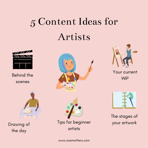 Drawing Content Ideas, Art Instagram Content Ideas, Instagram Content For Artists, Youtube Video Ideas For Artists, Instagram Content Ideas For Artists, How To Post Art On Instagram, Artist Small Business, Marketing For Artists, Freelance Artist Tips