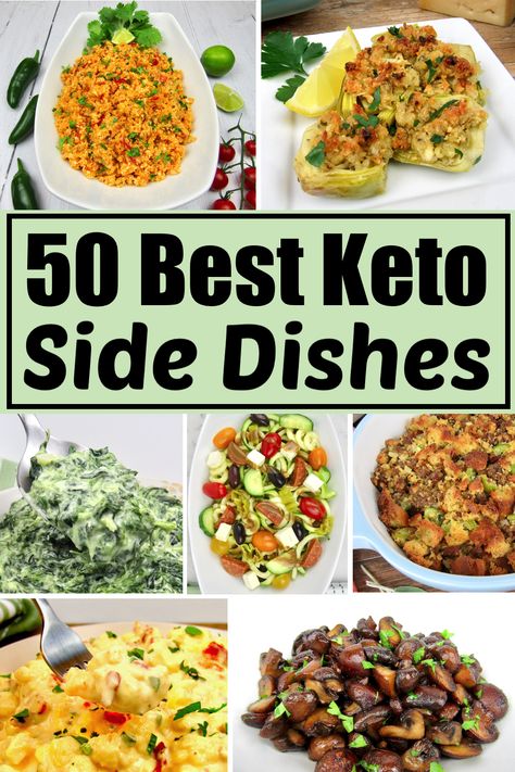 50 Best Keto Side Dish Recipes A collection of 50 of the best Keto friendly and Low Carb side dishes that you'll want to try! Pair your favorite protein with any of these recipes for a complete and satisfying meal! #bestketosides #lowcarbsides #easyketosides Carb Side Dishes, 1200 Calorie Diet Meal Plans, Keto Side Dish, Mushroom Side Dishes, Low Carb Side, Desayuno Keto, Keto Side, Low Carb Sides, Low Carb Side Dishes