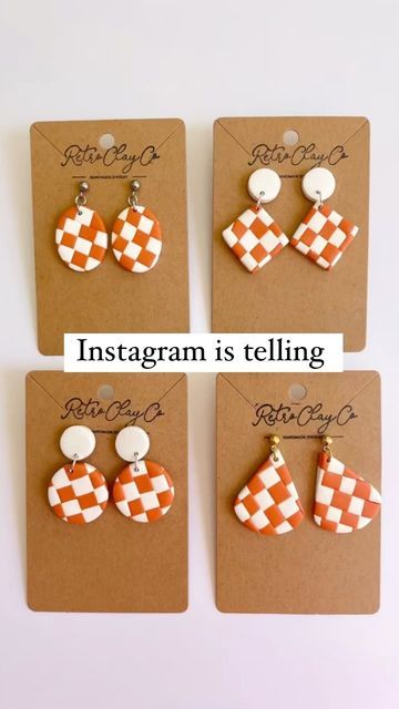 Clay Football Earrings, Football Polymer Clay Earrings, Farmhouse Earrings, Orange And White Checkerboard, Polymer Clay Earrings Ideas, Clay Earrings Ideas, Tiktok Comments, Football Earrings, Earrings To Make