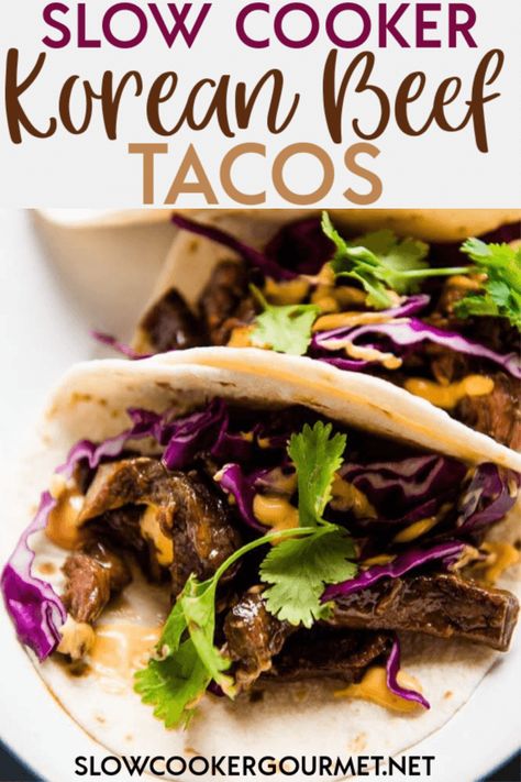 Beef Taco Meat, Korean Beef Tacos, National Taco Day, Slow Cooker Korean Beef, Taco Day, Slender Kitchen, Beef Taco, Beef Tacos, Bulgogi Beef