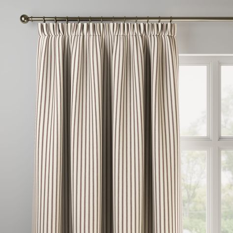 Curtain Rail Ideas, Beige Curtains Bedroom, Modern Curtains Bedroom, Stripes Curtains, Ticking Curtains, Hallway Curtains, Green Curtains Bedroom, Blue Curtains Bedroom, Ticking Stripe Curtains