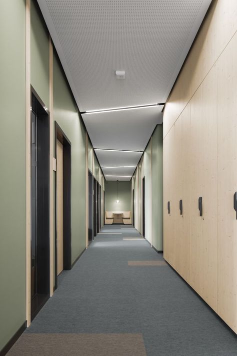 Unit Entry Design, Corridor Wall Design, Office Hallway Design, Apartment Building Hallway, Residence Lobby, Corridor Ceiling, Erfurt Germany, Apartment Lobby, Corridor Design