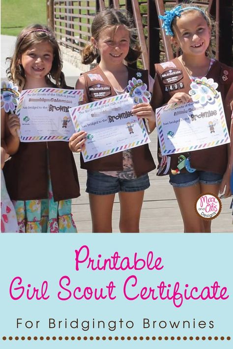 Printable Brownie Bridging Ceremony Certificate Editable PDF Brownie Bridging Ceremony, Girl Scout Brownie, Bridging Ceremony, Girl Scout Bridging, Brownie Girl, Pinning Ceremony, Daisy Scouts, Brownie Girl Scouts, Once A Month