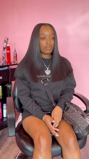 Bone Straight Middle Part Quick Weave, Straight Quick Weave Middle Part, Middle Part Quick Weave With Leave Out Straight, Middle Part Quick Weave Long Straight, Long Bob Quick Weave, Long Bob Weave, Long Quick Weave Hairstyles, Bluntcut Bob Quickweave, Feed In Braids Ponytail