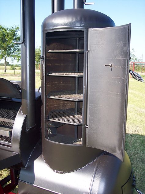 diy vertical smoker - DIY Campbellandkellarteam Smoker Build, Bbq Trailer, Custom Bbq Smokers, Smoker Designs, Bbq Smoker Trailer, Bbq Pit Smoker, Smoker Plans, Diy Smoker, Smoker Trailer