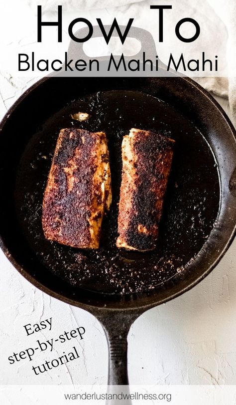 From what type of skillet to use to the best cooking oil for high temps, as well as spices for blackening to how to get just the right amount of char – we’ll cover it all in this easy to follow tutorial on how to blacken Mahi Mahi. #blackenedmahimahi #howtoblackenmahimahi #castironskillet Blacken Mahi Mahi, Cooking Mahi Mahi, Mahi Recipes, Blackened Mahi Mahi, Spicy Sweet Potato Fries, Mahi Mahi Recipes, Blacken Fish, Cast Iron Skillet Cooking, Best Cooking Oil