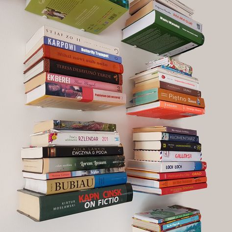 Galleksa Bookshelves Metal Bookshelves, Bookshelf Wall Mounted, Invisible Bookshelf, Mounted Bookshelf, Invisible Shelves, Vertical Bookshelf, Bookcase Ideas, Bookshelf Wall, Floating Books