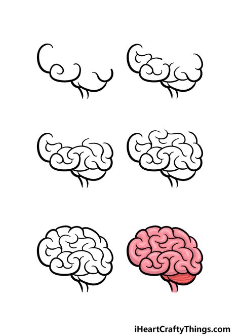 Drawing A Brain, Aesthetic Brain Drawing, Brain Drawing Easy, Brain Drawing Tutorial, Brain Drawing Reference, Brain Drawing Step By Step, Easy Brain Drawing, Drawing Of Brain, Drawing Of A Brain