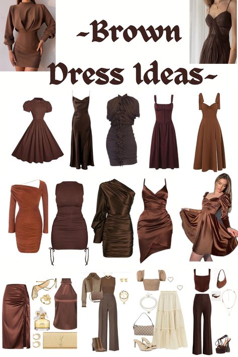 Brown Dresses Outfit, Brown Dress, What To Wear, Dress Outfits, Fashion Outfits, How To Wear, Quick Saves, Dresses