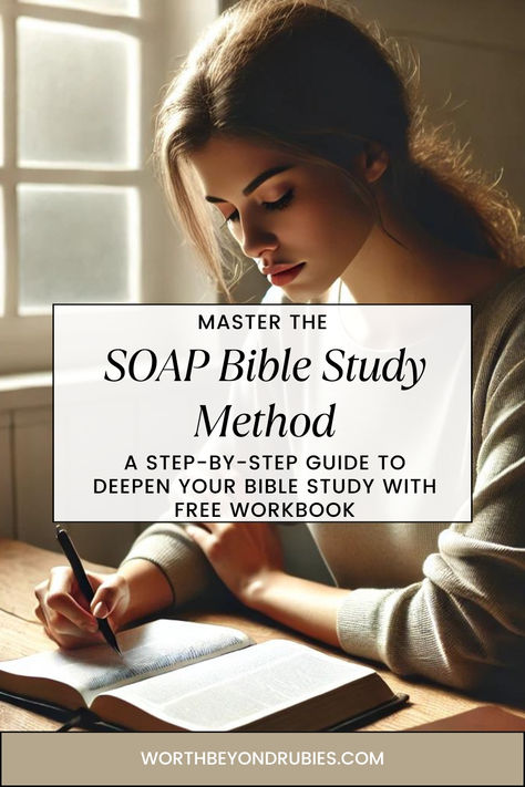 a woman reading a Bible Soap Study Method, Jen Wilkin Bible Study Method, Bible Study Techniques, Soap Method Bible Study, Soap Bible Study Method, Soap Method, Bible Study Method, Journal For Beginners, Soap Bible Study