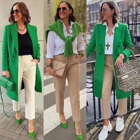 Saco Verde Mujer Outfit Casual, Outfit Saco Verde, Outfit 50s, Winter Work Outfits For Women, Green Blazer Outfit, Green Jacket Outfit, March Outfits, Blazer Verde, Simple Casual Outfits