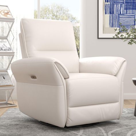 PRICES MAY VARY. 【Ergonomic Design】This power swivel rocker recliner chair offers exceptional support with its ergonomically contoured seat, backrest, and armrests. Its design promotes optimal comfort, reducing physical strain by aligning with the natural curvature of your spine, making it ideal for prolonged sitting and relaxation. 【Swivel and Rocking】Experience the ultimate in flexibility with a 270-degree swivel base and gentle rocking motion. This dual-functionality enhances usability, makin White Leather Recliner Living Room, Farmhouse Recliner Chairs, Best Rocking Chairs For Nursing, Davinci Piper Recliner Nursery, Nursery Beige, Swivel Glider Recliner Pottery Barn, Babyletto Kiwi Power Recliner Glider, Glider Rocking Chair, Swivel Recliner Chairs