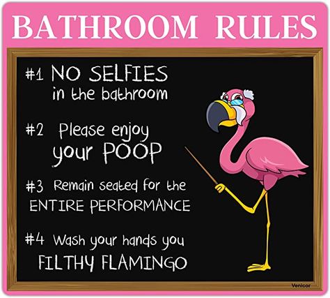 Flamingo Bathroom Decor, Pink Flamingo Decor, Flamingo Bathroom, Flamingo Lights, Bathroom Decor Signs, Pink Bathroom Decor, Led String Lights Outdoor, Bathroom Rules, Flamingo Gifts