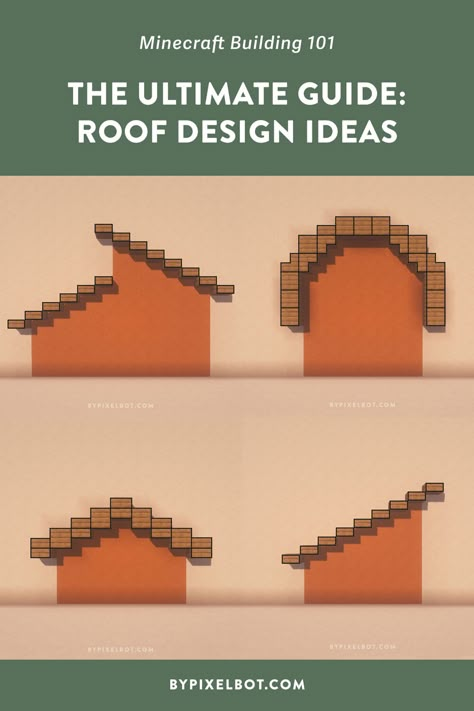 The Ultimate Guide to Minecraft House Roof Designs — ByPixelbot Minecraft Roof Design Easy, Minecraft Building References, How To Build Roofs In Minecraft, Easy Minecraft Roof, Started Minecraft House, Roof Styles Minecraft, Minecraft Roof Windows Design, Minecraft First House, Minecraft House Inspo Easy