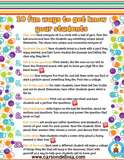 Brainstorming ice breakers or first day activities for Back-to-School? Maybe this list of ways to get to know your students can help! Also see them brought to life here on our Pinterest page. Team Profile, Get To Know You Activities, First Day Activities, Morning Meetings, First Day Of School Activities, Beginning Of The School Year, 1st Day Of School, Classroom Community, Beginning Of School