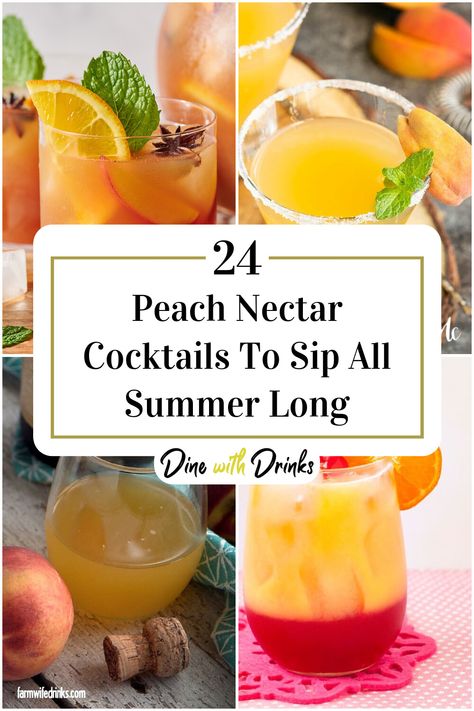 Collage of 4 peach nectar cocktails.