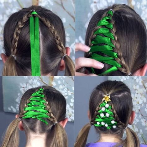 Girl Hair Dos, Toddler Hairstyles Girl, Wacky Hair, Hair Braid Videos, Christmas Hairstyles, Holiday Hairstyles, Christmas Hair