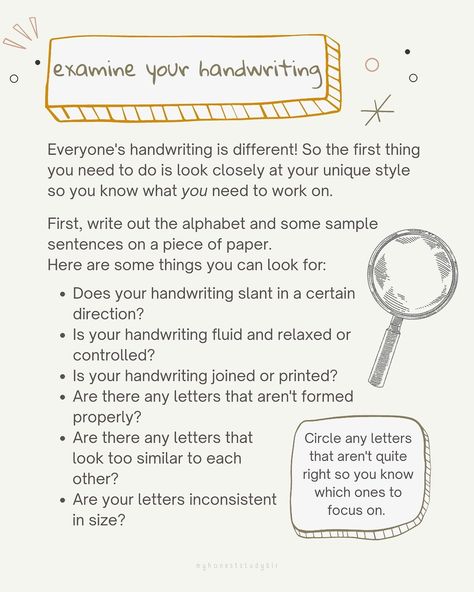 ✍️ how to improve your handwriting ✍️ • QOTD: what’s your favourite pen? • 💾 𝙎𝙖𝙫𝙚 𝙖𝙣𝙙 𝙨𝙝𝙖𝙧𝙚 𝙩𝙝𝙞𝙨 𝙥𝙤𝙨𝙩 𝙛𝙤𝙧 𝙧𝙚𝙛𝙚𝙧𝙚𝙣𝙘𝙚 𝙖𝙣𝙙 𝙩𝙤 𝙝𝙚𝙡𝙥 𝙚𝙣𝙜𝙖𝙜𝙚𝙢𝙚𝙣𝙩! (𝙖𝙣𝙙 𝙛𝙤𝙡𝙡𝙤𝙬 @myhoneststudyblr 𝙛𝙤𝙧 𝙢𝙤𝙧𝙚!) • ⬅️ 𝙨𝙬𝙞𝙥𝙚 𝙩𝙤 𝙨𝙚𝙚 𝙢𝙮 𝙩𝙞𝙥𝙨 • Something you probably wouldn’t know just looking at my studygram is that my handwriting has been a massive personal insecurity since I was very young. I was always the one with bad handwriting and my teachers and even classmates would *always* comment about how it was so messy. These c... How To Improve Your Handwriting, Roleplay Prompts, Handwriting Styles To Copy, Bad Handwriting, Messy Handwriting, Pretty Handwriting, Study Hacks, Improve Your Handwriting, Improve Handwriting