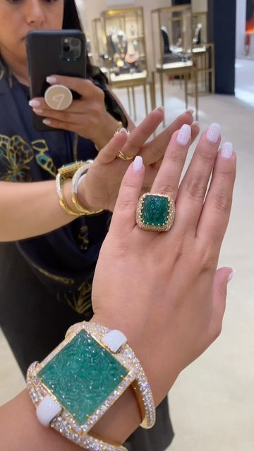 CHAMPAGNE GEM®️ by Bebe on Instagram: "i have an exciting news to share with you!!!! Tracey and I will be traveling to Zambia next week with @gemfields to visit Kagem emerald mine in Zambia… to celebrate that, i would like to share two exceptional Zambian emeralds from @veschetti_ofc ; here is “ASSISI” cuff set with 56.70-carat Zambian carved emerald adorned with diamonds, enamel and gold along with “CASSANDRA” ring featuring 20.18-carat Zambian carved emerald surrounded by diamonds for #MyLoveA Carved Emerald Ring, Zambian Emerald, Exciting News, Zambia, High Jewelry, Druzy Ring, Cocktail Rings, Champagne, Emerald