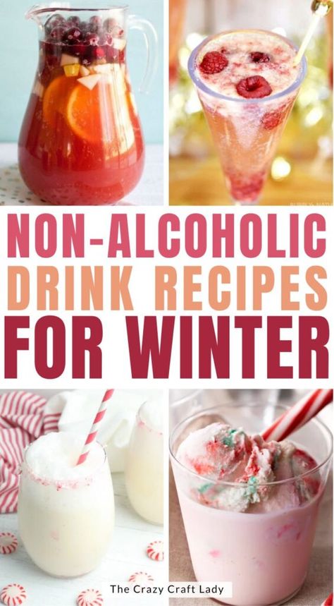 non alcoholic winter drinks - favorite mocktails and drinks to enjoy during the winter Winter Party Drinks, Drinks For Winter, Fun Christmas Drinks, Christmas Mocktail Recipes, Alcoholic Drink Recipes, Christmas Drinks Nonalcoholic, Winter Drink Recipes, Holiday Mocktail, Best Non Alcoholic Drinks