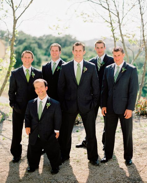 Black Suit Sage Tie, Black Suit With Sage Green Tie, Black Suit With Green Tie, Black Suit Green Tie, Jose Villa Wedding, Green Ties, Sage Green Tie, Grooms Attire, Intimate Outdoor Wedding