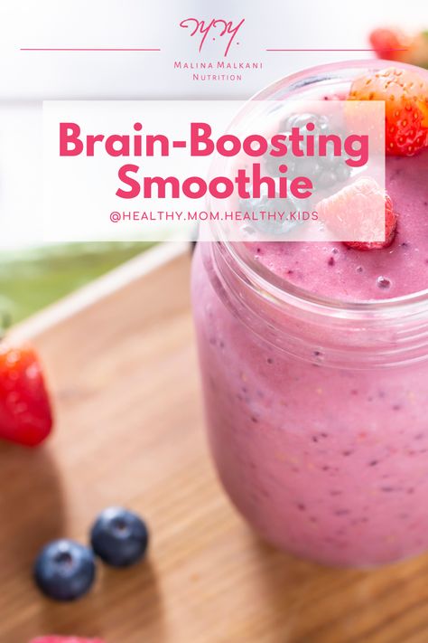 Smoothy Recipes For Kids Easy, Brain Boosting Smoothies, Smoothies For Kids With Veggies, Brain Food Snacks, Brain Food For Kids, Filling Breakfast Smoothie, Fiber Smoothie, Toddler Smoothies, Immune Boosting Smoothie