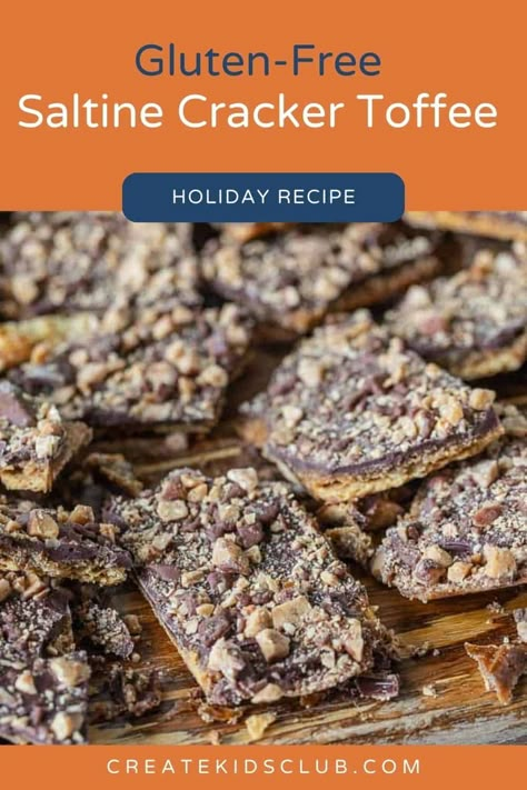 Looking for a wicked good holiday snack to amp up your festivities? Our gluten-free Saltine cracker toffee is here to rock your world! We’re talking about homemade toffee, ooey-gooey melted chocolate, and a generous sprinkle of Heath bar bits – all in one fantastic dessert that’s gonna blow your guests’ minds. One bite and you'll know why it's a popular Christmas treat! Gluten Free Saltine Crackers, Gluten Free Ginger Bread, Heath Bar Recipes, Air Fried Desserts, Dairy Free Holiday Recipes, Heath Bar Cookies, Fried Desserts, Saltine Cracker Toffee, Gluten Free Christmas Recipes