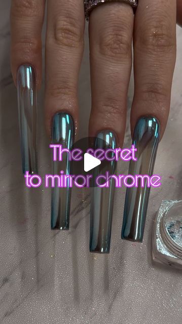 Chrome Full Set Nails, Mermaid Chrome Nails Designs, Nail Design With Chrome, Chrome Black French Tip Nails, Moonlight Chrome Nails, How To Use Chrome Nail Powder, How To Apply Chrome Powder To Nails, Chrome Coffin Acrylic Nails, How To Chrome Nails