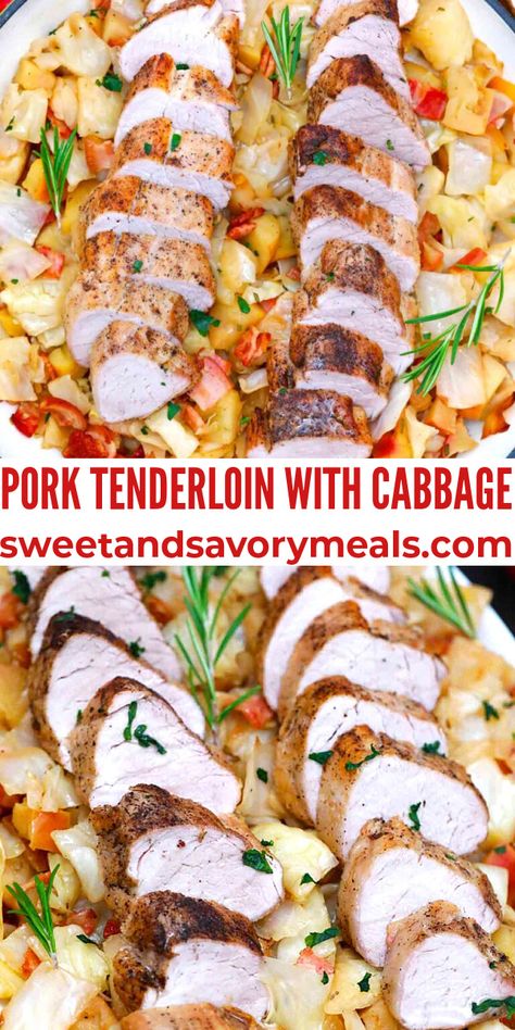 Pork Loin Cabbage Recipes, Pork Loin And Cabbage Recipes, Pork Roast And Cabbage, Cabbage And Pork Recipes, Crockpot Pork Tenderloin, Pork Roast In Oven, Heritage Recipes, Cabbage And Potatoes, Cabbage And Sausage