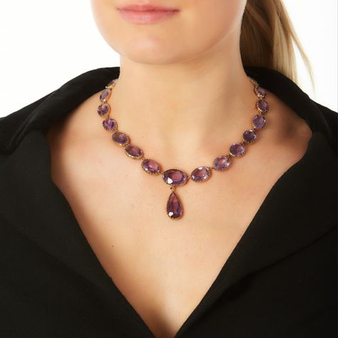 AMETHYST NECKLACE | Fine Jewels | Jewellery | Sotheby's Amethyst Choker Necklace, Amethyst Jewelry Necklace, Victorian Jewelry Necklace, Beaded Bridal Jewelry, Rare Diamonds, Antique Jewellery Online, Royal Indian, Jewelry Set Design, Silver Jewelry Design