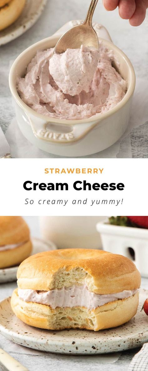 Our Homemade Strawberry Cream Cheese recipe is a unique twist on a classic spread featuring fresh strawberries, zesty lemon juice, and creamy milk curds. Transform a traditionally store-bought cream cheese into a delicious homemade creation. Homemade Strawberry Cream Cheese, Baking Pastries, Cream Cheese Homemade, Mac And Cheese Pasta, Cream Cheese Recipe, Homemade Cream Cheese, Strawberry And Cream, Diy Cheese, Easy Cheese Recipes