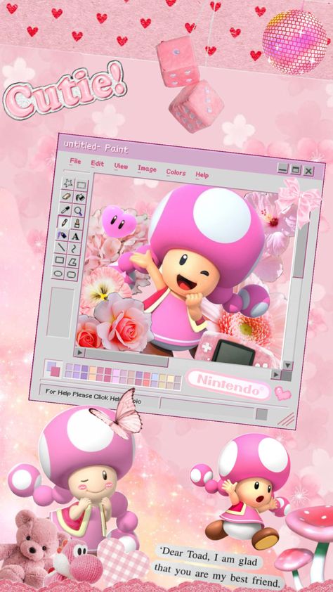 It’s Toadette 💕 #nintendo #videogames #toadette #mario #supermario #mariobros Toadette Aesthetic, Toadette Fan Art, Toadette Wallpaper, Toadette Mario, Pink Characters, Mario Princesses, Mario Kart Wii, Pink Core, Mario Stuff