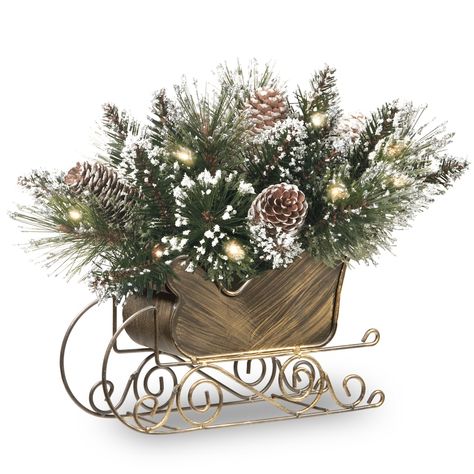 Sleigh Centerpiece, Battery Operated Led Lights, Warm White Led Lights, Christmas Flower Arrangements, Holiday Arrangement, Christmas Floral Arrangements, Christmas Sleigh, Christmas Arrangements, Christmas Flowers