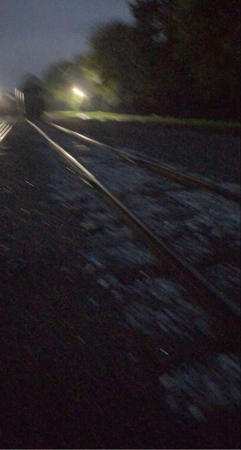 Train Tracks At Night, Walking On Train Tracks, Train Tracks Aesthetic, Blurred Photos, Running At Night, Line Pic, Train Wallpaper, Rauch Fotografie, Night Train