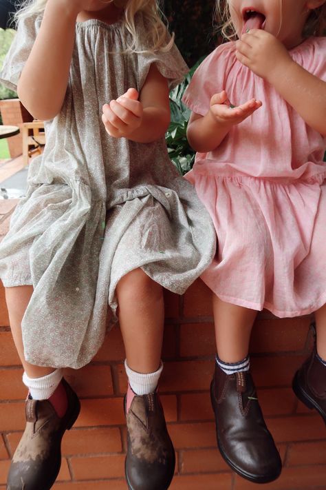 Kids Blundstone Outfits, Blundstone Dress Outfit, Blundstone Outfits, Dresses With Boots, Kids Inspo, Blundstone Boots, Sustainable Toys, Bug Bites