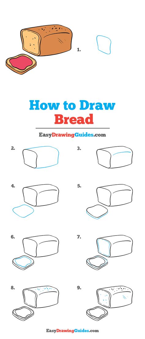 How to Draw Bread Food Drawing Easy, Bread Drawing, Bread Store, Draw Doodles, Drawing Steps, Easy Flower Drawings, Drawing Instructions, Easy Drawing Steps, Drawing Lesson