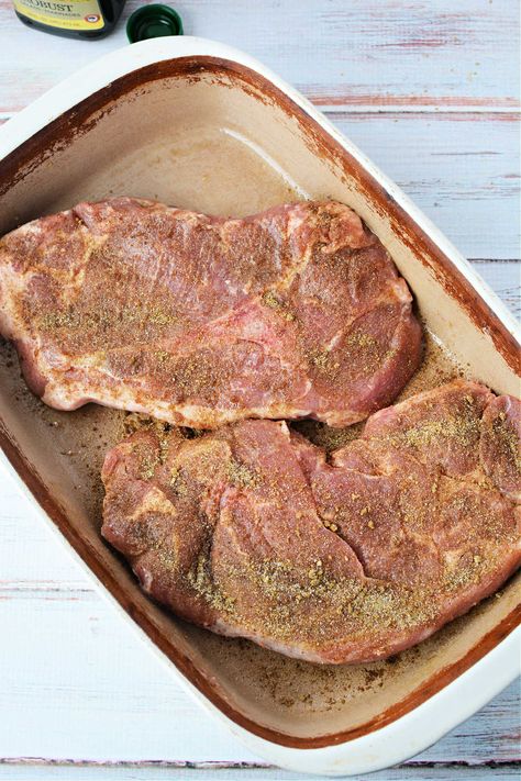 Pork In The Oven, Boneless Pork Steak Recipes, Tender Oven Baked Pork Chops, Ham Steak In The Oven, Bake Steak In Oven, Baked Pork Steaks, Pork Steak In Oven, Oven Baked Pork Steaks Recipes, Pork Steaks In Oven