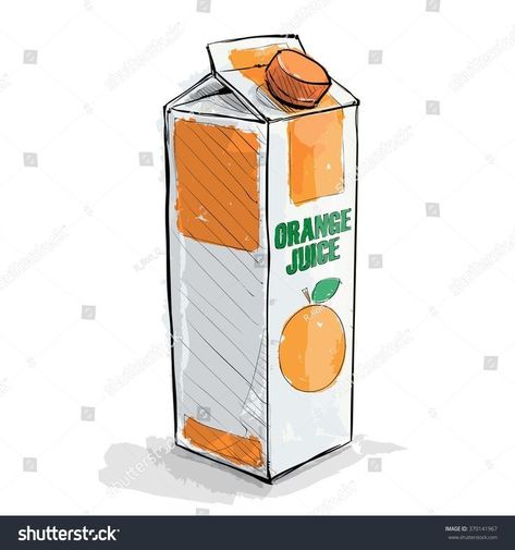 Orange Juice Box Drawing, Orange Juice Carton Drawing, Juice Carton Illustration, Juice Carton Drawing, Orange Juice Painting, Juicebox Drawing, Orange Juice Drawing, Orange Juice Tattoo, Juice Box Drawing