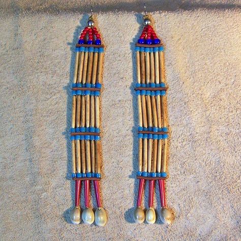 Antiqued Bone Earrings | Lost River Trading Co. Hairpipe Earrings, Native American Necklace, Bone Earrings, Native American Earrings, American Indian Jewelry, Bead Crochet Rope, Beautiful Beadwork, Seed Bead Tutorial, Native American Beading