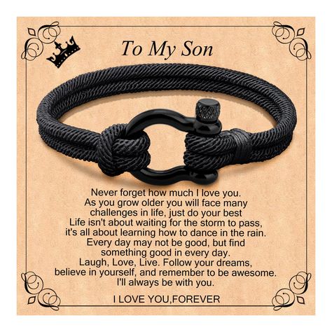 PRICES MAY VARY. 【Gifts for Son from Mom Dad】Sometimes it's hard to express love.This is a unique and creative gifts for son, stepson, foster son, son in law, bonus son. This bracelet has a simple and unique card, let your son know that he is important to you. 【Unique Son Gifts】This matching bracelet is a specially designed gifts for son. It's the best son gifts from mom dad. This gifts will make him feel companionship,encourage and love, letting him know that you are always by him side. 【Son Gi To My Son Quotes, Sons Day, The Good Son, Gifts For Teen Boys, I Love You Forever, Son Gift, Do Your Best, Dancing In The Rain, Love You Forever