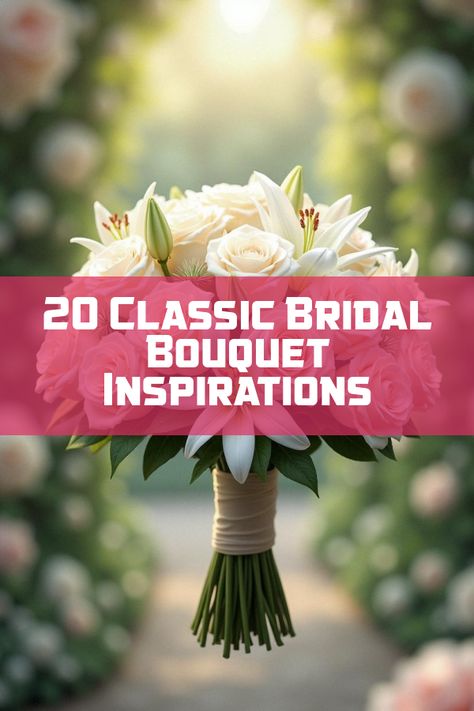 Did you know that a classic bridal bouquet can transform your wedding day into a fairy tale? Discover the timeless charm of roses, lilies, and peonies beautifully arranged to match your dream dress. Dive into our gallery of stunning photos, packed with inspirational floral arrangements, tips on color palettes, and design secrets to make your bouquet unforgettable. Explore how a classic bridal bouquet can be both a statement piece and a sentimental symbol of love. Casablanca Lily Bouquet, Bridal Bouquet Lilies And Roses, Simple Elegant Bridal Bouquet, Types Of Bouquets Shapes, Spring Bouquet Wedding, Rose Gold Wedding Flowers, Classic Bridal Bouquet, Lilies Wedding, White Bridal Flowers