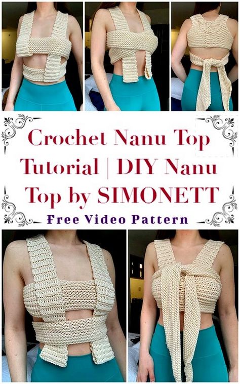 Nanu Top, Crochet Wrap Top, Wrap Top Pattern, Crochet Feather, Crochet Patterns Free, Scarf Tutorial, Crochet Tops Free Patterns, Crochet Handbags Patterns, Clothing Patterns Free