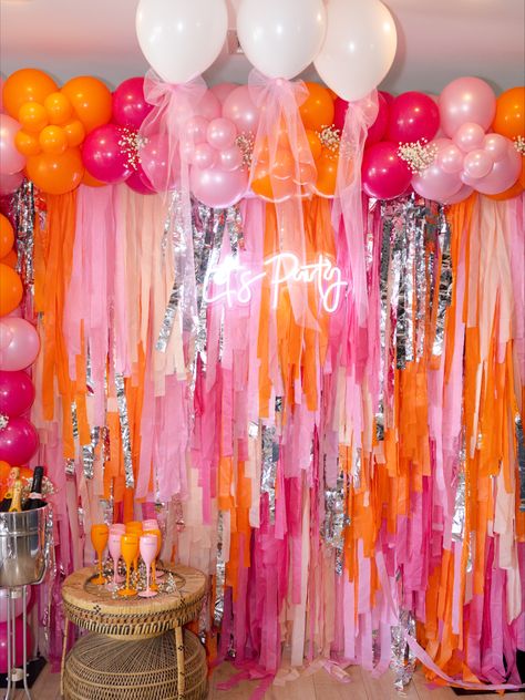 Pink Orange Bachelorette, Orange Bachelorette, Orange Birthday Parties, Pink Bachelorette Party, Scottsdale Bachelorette, Sunset Party, Orange Birthday, Pink Bachelorette, 21st Party