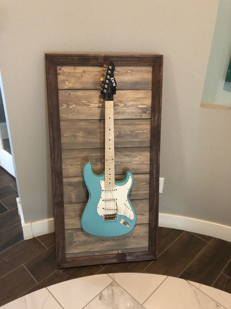 Barn wood guitar frame shadow box. Guitar Frame, Kids Music Room, Shadow Box Diy, 3d Guitar, Guitar Hangers, Guitar Svg, Townhouse Ideas, Lantern Template, Art Boxes