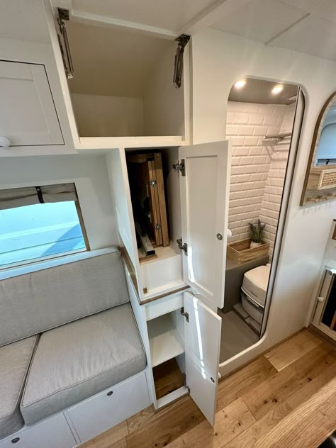 Jorvik Van Conversions 4x4 Camper Van Interior, Converted Vans With Bathroom, Van Conversion Bathroom, Campervan Conversions Layout, Window Upgrade, Van Interior Ideas, Van Conversion Layout, Ducato Camper, Caravan Living