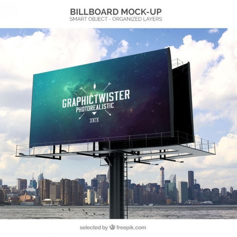 Billboard mockup | Free Psd #Freepik #freepsd #poster #mockup #template #3d Outdoor Advertising Billboard, Van Graphics, Outdoor Advertising Mockup, Logo Signage, Business Advertisement, Mockup Template Free, Sign Board Design, Billboard Mockup, Billboard Signs