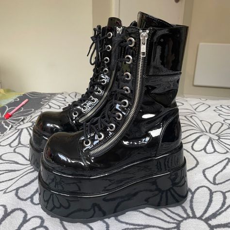 Alt Shoes, Alternative Shoes, Goth Shoes, Goth Boots, Gothic Shoes, Makeup Clothes, Black Platform Boots, Aesthetic Shoes, Swag Shoes