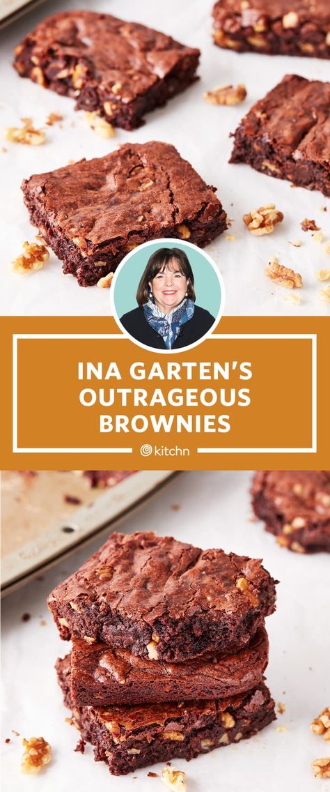 Ina Garden Outrageous Brownie Recipe, Ina Garden Brownie, Outrageous Brownies Barefoot Contessa, Ina Garden Brownie Recipe, Ina Garten Outrageous Brownies, Ina Brownies, Easy Ina Garten Recipes, Outrageous Brownies, Half Recipe