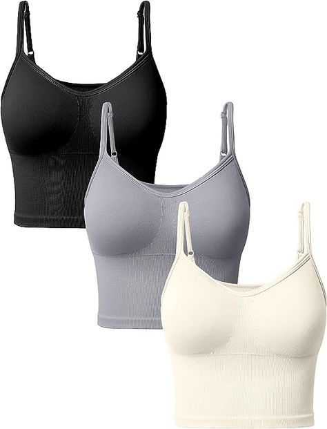 Working out has never looked so comfortable🙌 #clothing #aesthetic #clothes #fashion #style #chic #trend #amazon #viral #inspo #sports #fitness #workoutclothing #workout # Spaghetti Strap Shirt, Sports Crop Tops, Crop Bra, Running Vest, Traje Casual, Spaghetti Strap Tank Top, Sport Top, Padded Sports Bra, Crop Top Bra